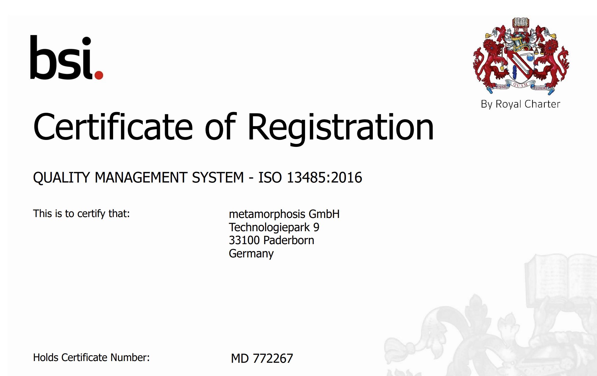 certified quality management system